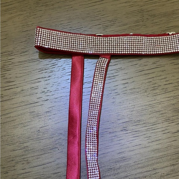 Victoria's Secret Shine Strap Rhinestone Garter Belt Red XS/S - Picture 2 of 3